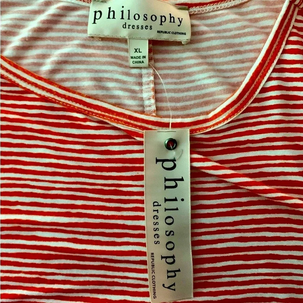 Philosophy Orange and White Striped Midi Dress NWT - XL - Picture 4 of 7